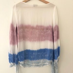 Anthropologie pink and blue casual blouse